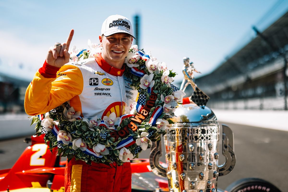 Josef Newgarden drinks milk, relief with Indy 500 triumph